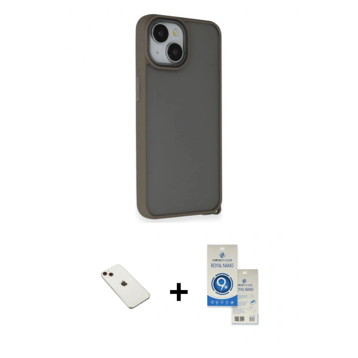 MARSİLYAN™- iPhone 14 Kılıf Atlas Form - Şeffaf Royal Nano Ekran Koruyucu + Diamond Kamera Lens - KI