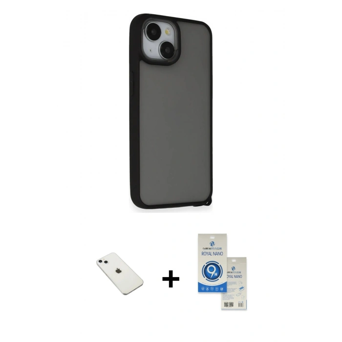 MARSİLYAN™- iPhone 14 Kılıf Atlas Form - Şeffaf Royal Nano Ekran Koruyucu + Diamond Kamera Lens - SABE