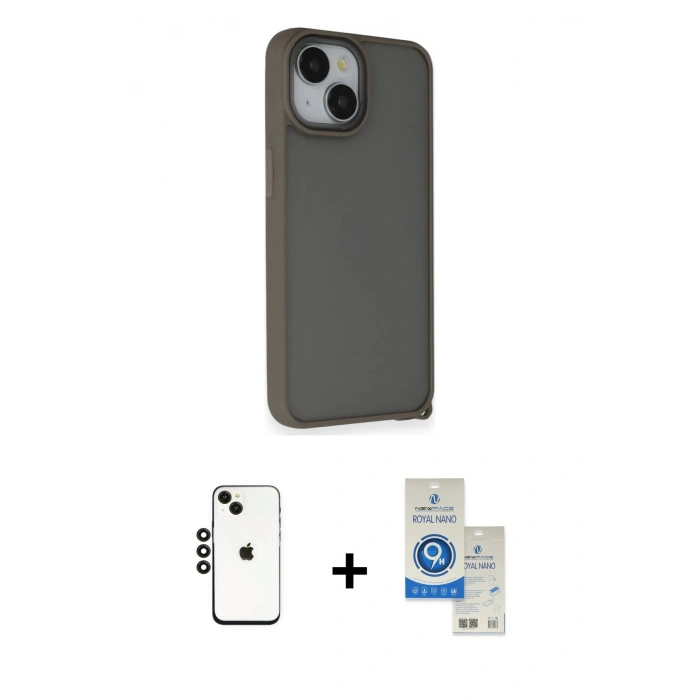MARSİLYAN™- iPhone 14 Kılıf Atlas Form - Şeffaf Royal Nano Ekran Koruyucu + Shine Kamera Lens - SH