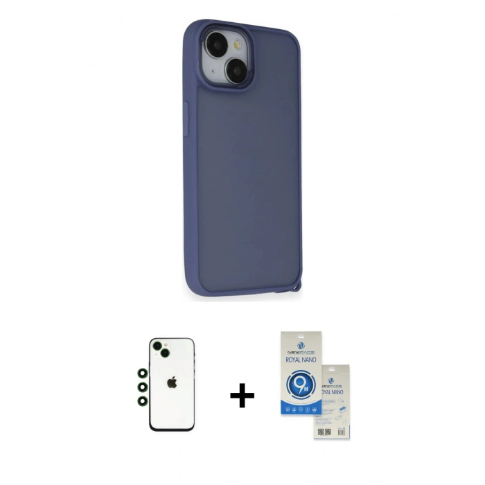 MARSİLYAN™- iPhone 14 Kılıf Atlas Form - Şeffaf Royal Nano Ekran Koruyucu + Shine Kamera Lens - YL