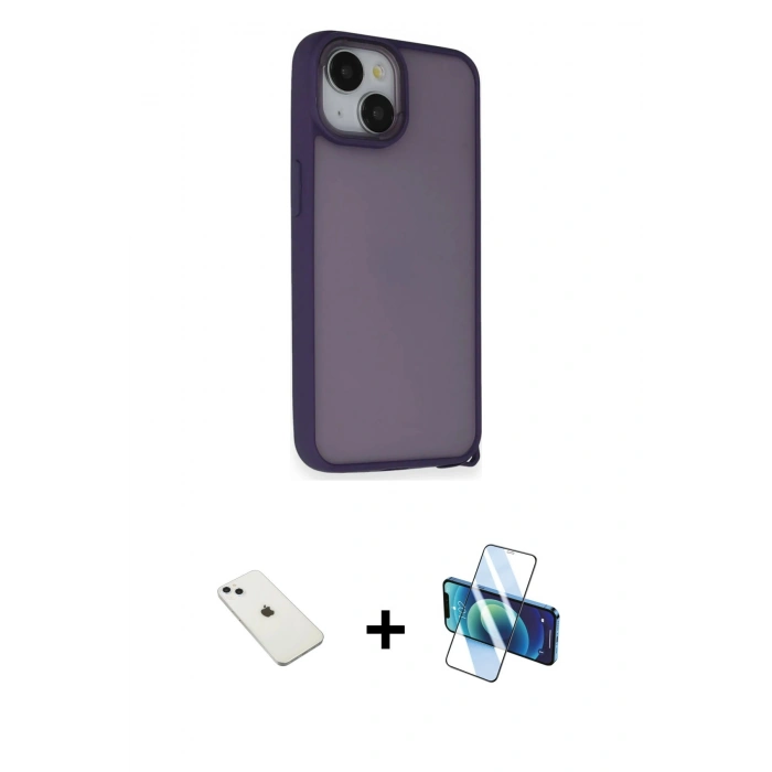 MARSİLYAN™- iPhone 14 Kılıf Atlas Form - Siyah 3D Antistatik Cam Ekran Koruyucu + Diamond Kamera Lens - SABE