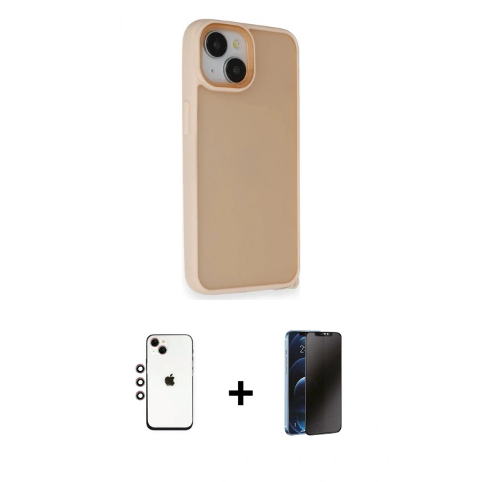 MARSİLYAN™- iPhone 14 Kılıf Atlas Form - Siyah 3D Antistatik Hayalet Cam Ekran Koruyucu + Shine Kamera Lens - GI