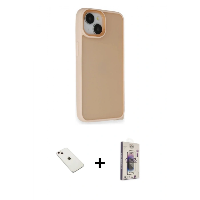 MARSİLYAN™- iPhone 14 Kılıf Atlas Form - Siyah Bilvis 3D Cam Ekran Koruyucu + Diamond Kamera Lens - PE