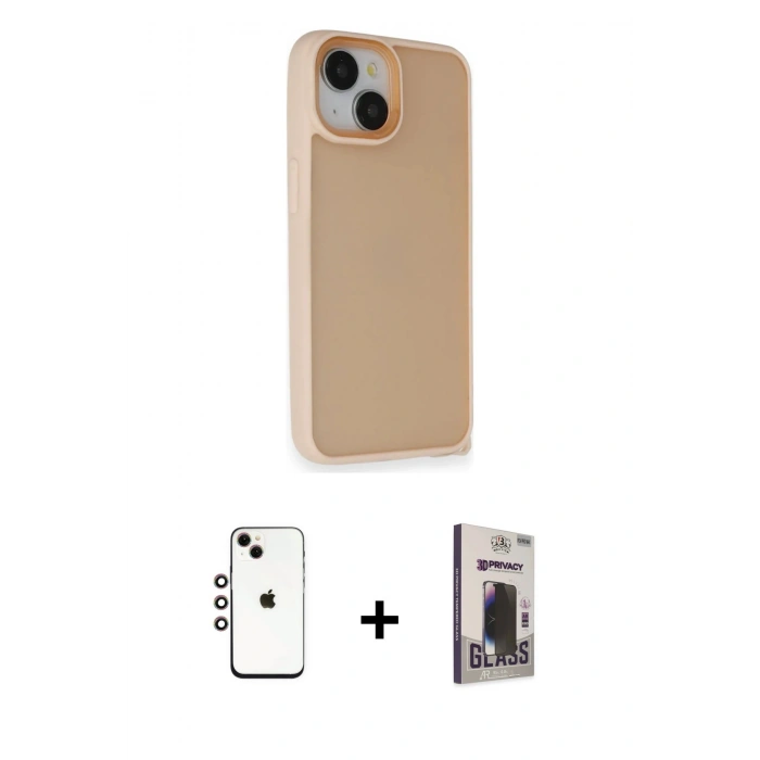 MARSİLYAN™- iPhone 14 Kılıf Atlas Form - Siyah Bilvis Hayalet Cam Ekran Koruyucu + Shine Kamera Lens - GI