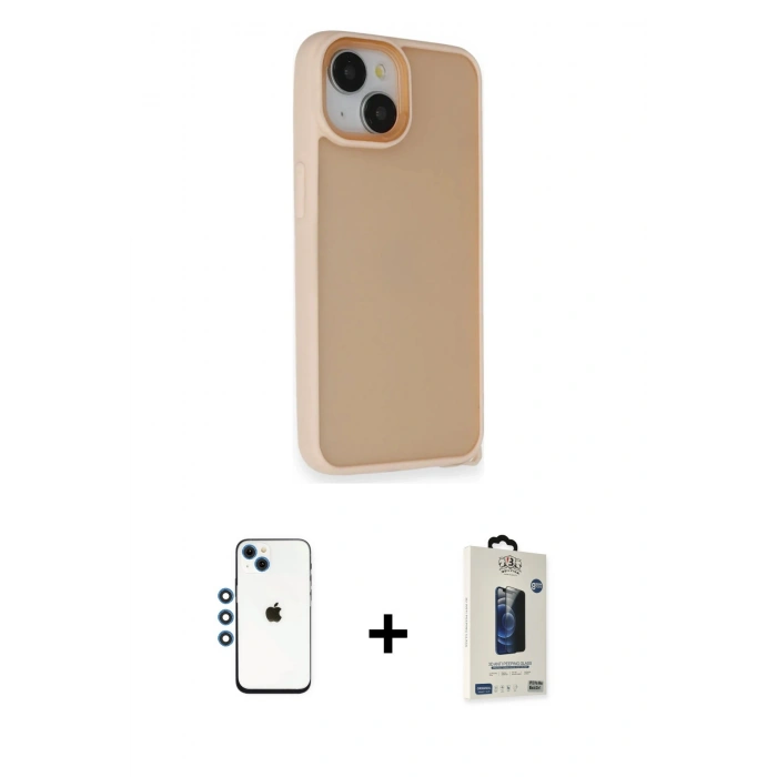 MARSİLYAN™- iPhone 14 Kılıf Atlas Form - Siyah Bilvis Hayalet Cam Ekran Koruyucu + Shine Kamera Lens - MI