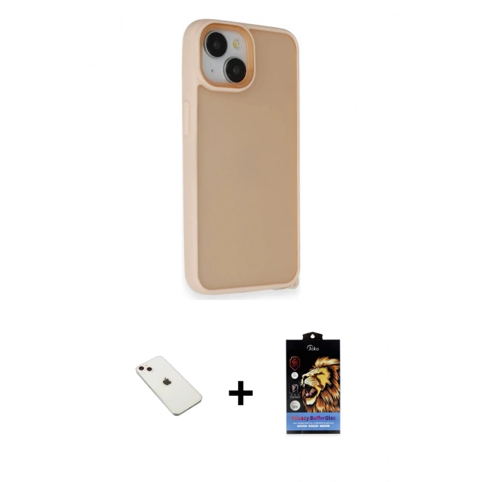 MARSİLYAN™- iPhone 14 Kılıf Atlas Form - Siyah Buffer Hayalet Cam Ekran Koruyucu + Diamond Kamera Lens - PE