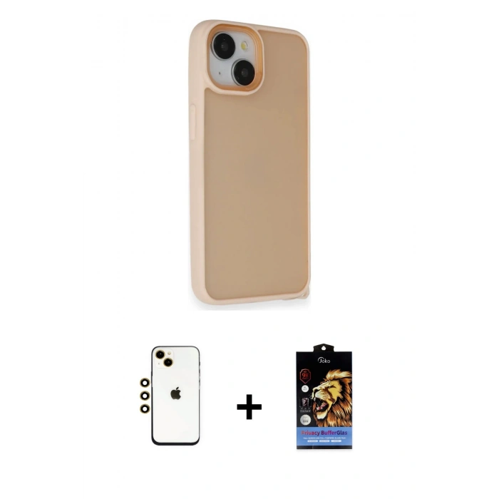 MARSİLYAN™- iPhone 14 Kılıf Atlas Form - Siyah Buffer Hayalet Cam Ekran Koruyucu + Shine Kamera Lens - GD