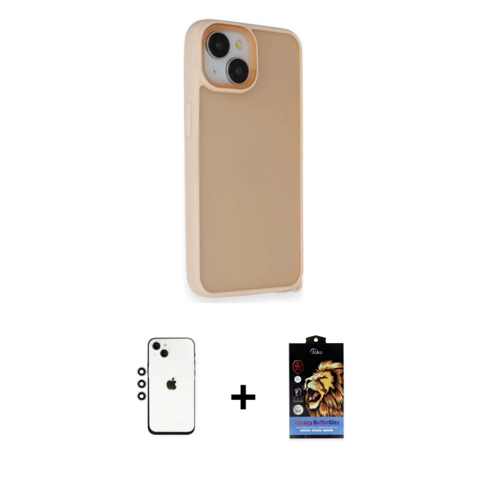 MARSİLYAN™- iPhone 14 Kılıf Atlas Form - Siyah Buffer Hayalet Cam Ekran Koruyucu + Shine Kamera Lens - GS