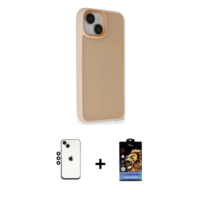 MARSİLYAN™- iPhone 14 Kılıf Atlas Form - Siyah Buffer Hayalet Cam Ekran Koruyucu + Shine Kamera Lens - SH