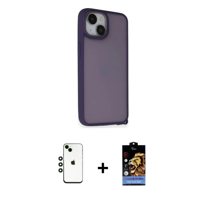MARSİLYAN™- iPhone 14 Kılıf Atlas Form - Siyah Buffer Hayalet Cam Ekran Koruyucu + Shine Kamera Lens - YL