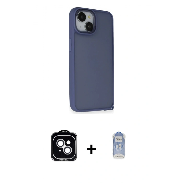 MARSİLYAN™- iPhone 14 Kılıf Atlas Form - Siyah Joko Magic 5D Cam + PVD Metal Kamera Lens - GS