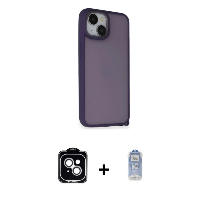 MARSİLYAN™- iPhone 14 Kılıf Atlas Form - Siyah Joko Magic 5D Cam + PVD Metal Kamera Lens - GS