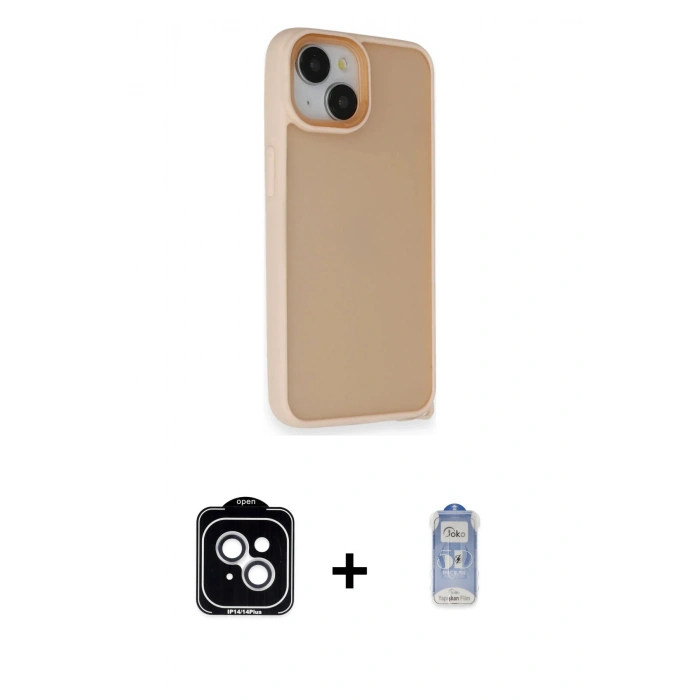 MARSİLYAN™- iPhone 14 Kılıf Atlas Form - Siyah Joko Magic 5D Cam + PVD Metal Kamera Lens - GS