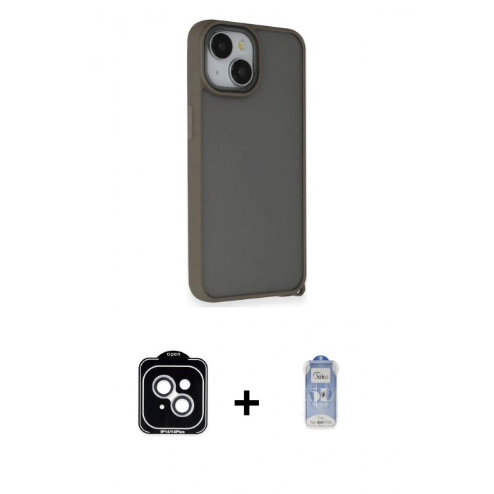 MARSİLYAN™- iPhone 14 Kılıf Atlas Form - Siyah Joko Magic 5D Cam + PVD Metal Kamera Lens - GS