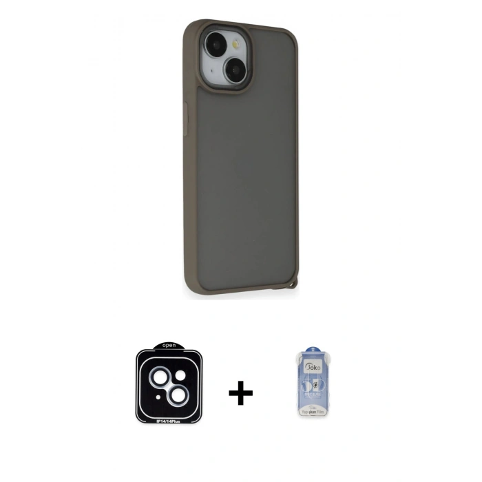 MARSİLYAN™- iPhone 14 Kılıf Atlas Form - Siyah Joko Magic 5D Cam + PVD Metal Kamera Lens - MI