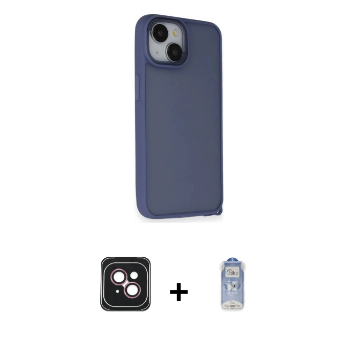 MARSİLYAN™- iPhone 14 Kılıf Atlas Form - Siyah Joko Magic 5D Cam + PVD Metal Kamera Lens - PE