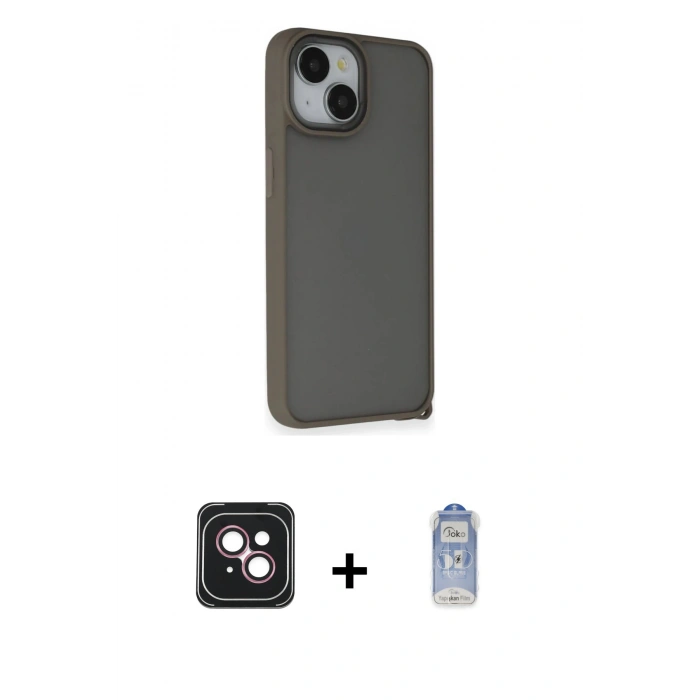 MARSİLYAN™- iPhone 14 Kılıf Atlas Form - Siyah Joko Magic 5D Cam + PVD Metal Kamera Lens - PE
