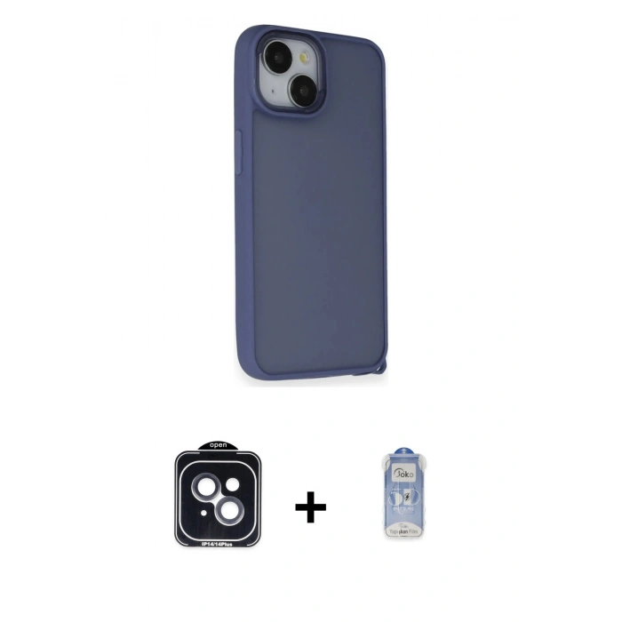 MARSİLYAN™- iPhone 14 Kılıf Atlas Form - Siyah Joko Magic 5D Cam + PVD Metal Kamera Lens - SH