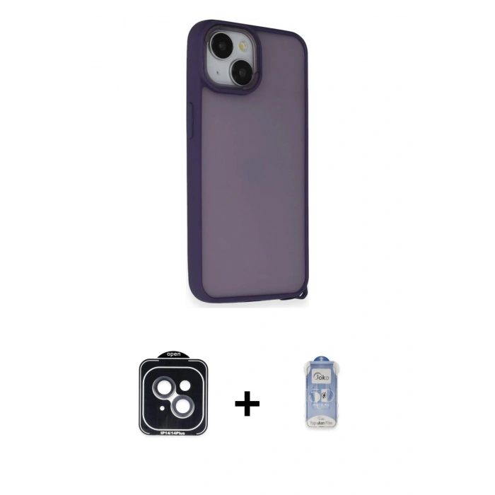 MARSİLYAN™- iPhone 14 Kılıf Atlas Form - Siyah Joko Magic 5D Cam + PVD Metal Kamera Lens - SH