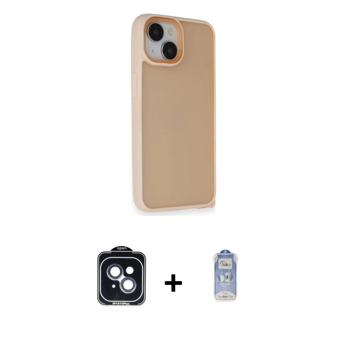 MARSİLYAN™- iPhone 14 Kılıf Atlas Form - Siyah Joko Magic 5D Cam + PVD Metal Kamera Lens - SH