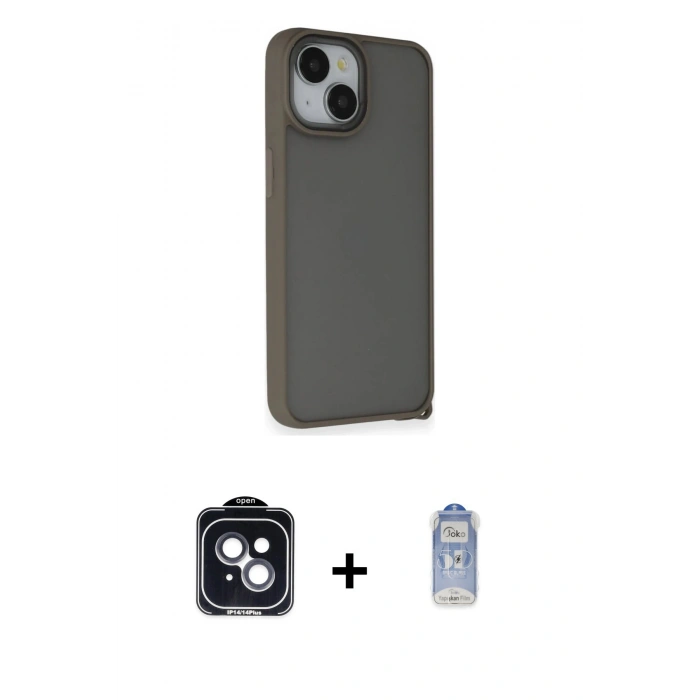 MARSİLYAN™- iPhone 14 Kılıf Atlas Form - Siyah Joko Magic 5D Cam + PVD Metal Kamera Lens - SH