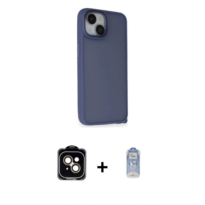 MARSİLYAN™- iPhone 14 Kılıf Atlas Form - Siyah Joko Magic 5D Cam + PVD Metal Kamera Lens - TU