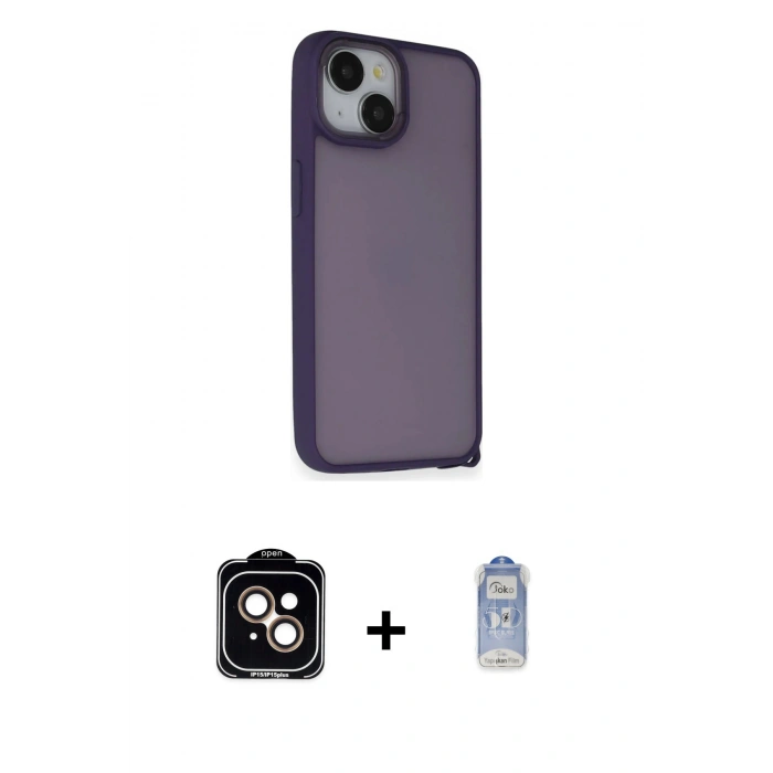 MARSİLYAN™- iPhone 14 Kılıf Atlas Form - Siyah Joko Magic 5D Cam + PVD Metal Kamera Lens - TU