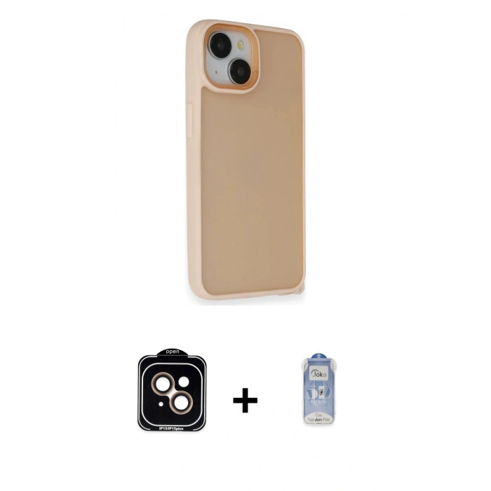 MARSİLYAN™- iPhone 14 Kılıf Atlas Form - Siyah Joko Magic 5D Cam + PVD Metal Kamera Lens - TU