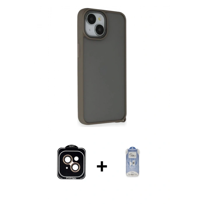 MARSİLYAN™- iPhone 14 Kılıf Atlas Form - Siyah Joko Magic 5D Cam + PVD Metal Kamera Lens - TU