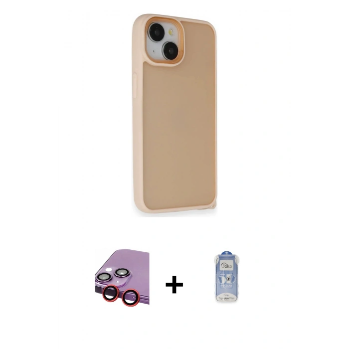 MARSİLYAN™- iPhone 14 Kılıf Atlas Form - Siyah Joko Magic 5D Cam + Raze Metal Kamera Lens - KI