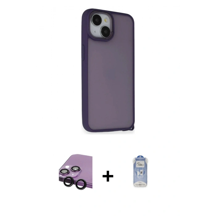 MARSİLYAN™- iPhone 14 Kılıf Atlas Form - Siyah Joko Magic 5D Cam + Raze Metal Kamera Lens - SH
