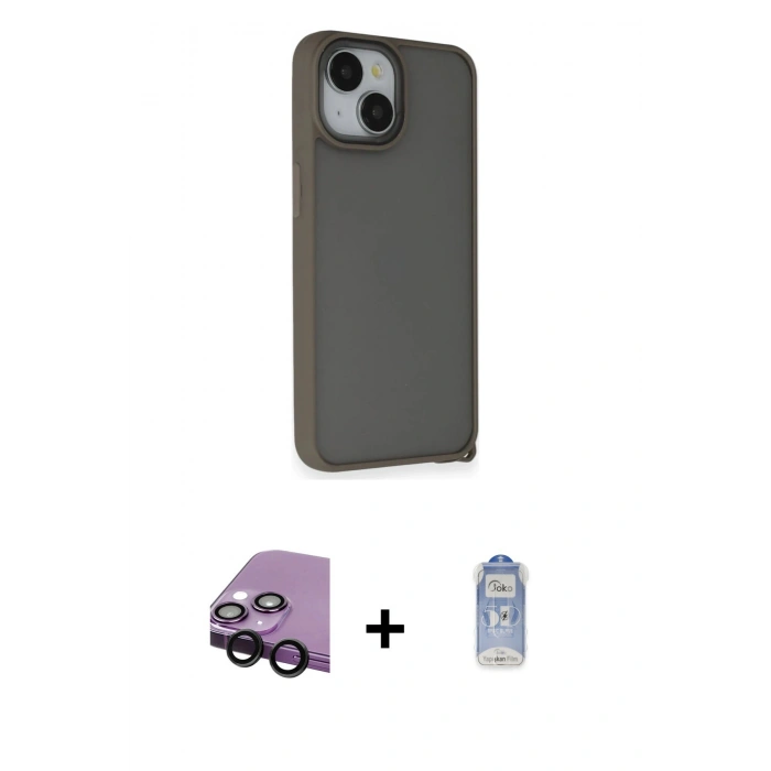 MARSİLYAN™- iPhone 14 Kılıf Atlas Form - Siyah Joko Magic 5D Cam + Raze Metal Kamera Lens - SH