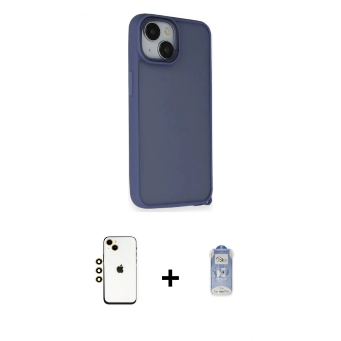 MARSİLYAN™- iPhone 14 Kılıf Atlas Form - Siyah Joko Magic 5D Cam + Shine Kamera Lens - GD