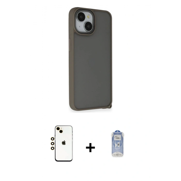 MARSİLYAN™- iPhone 14 Kılıf Atlas Form - Siyah Joko Magic 5D Cam + Shine Kamera Lens - GD
