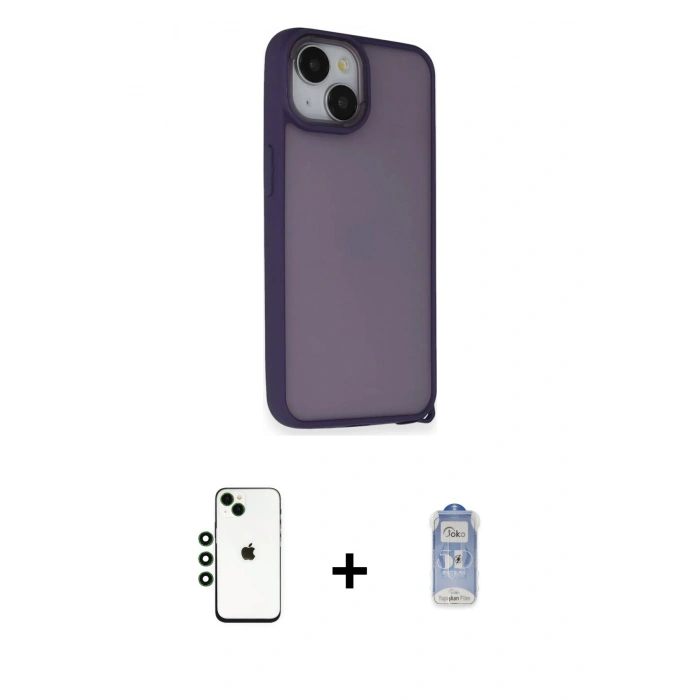 MARSİLYAN™- iPhone 14 Kılıf Atlas Form - Siyah Joko Magic 5D Cam + Shine Kamera Lens - YL