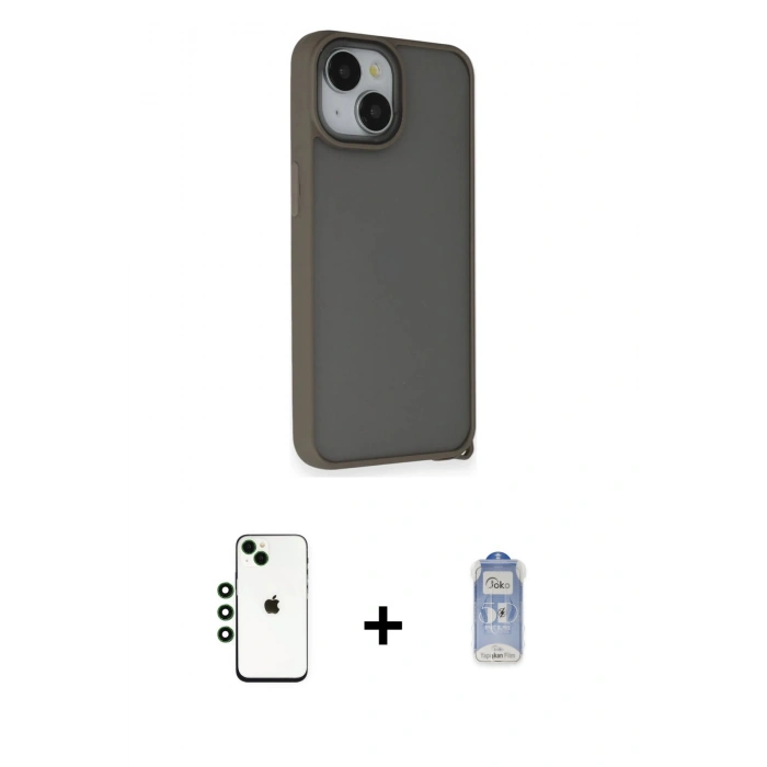 MARSİLYAN™- iPhone 14 Kılıf Atlas Form - Siyah Joko Magic 5D Cam + Shine Kamera Lens - YL