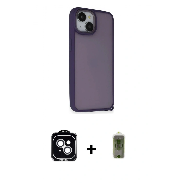 MARSİLYAN™- iPhone 14 Kılıf Atlas Form - Siyah Joko Magic 5D Hayalet Cam + PVD Metal Kamera Lens - GS