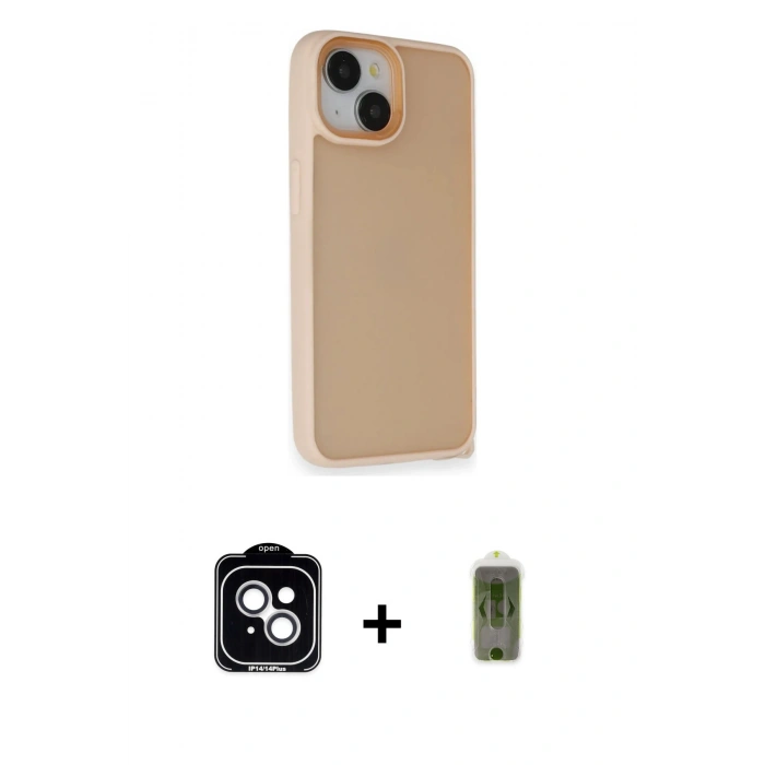 MARSİLYAN™- iPhone 14 Kılıf Atlas Form - Siyah Joko Magic 5D Hayalet Cam + PVD Metal Kamera Lens - GS