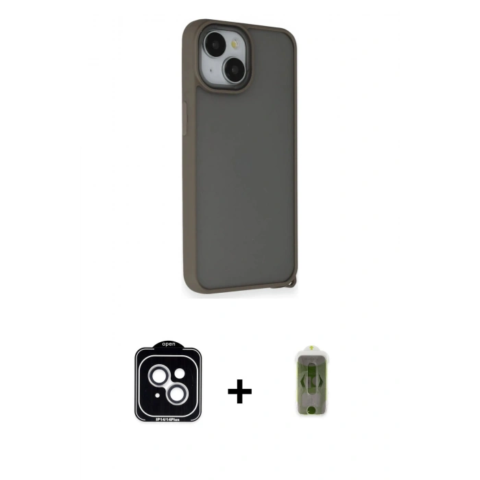 MARSİLYAN™- iPhone 14 Kılıf Atlas Form - Siyah Joko Magic 5D Hayalet Cam + PVD Metal Kamera Lens - GS
