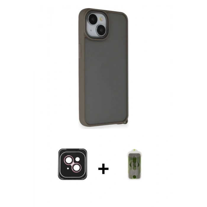 MARSİLYAN™- iPhone 14 Kılıf Atlas Form - Siyah Joko Magic 5D Hayalet Cam + PVD Metal Kamera Lens - PE