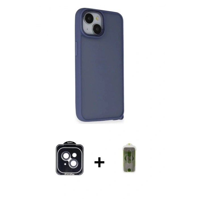 MARSİLYAN™- iPhone 14 Kılıf Atlas Form - Siyah Joko Magic 5D Hayalet Cam + PVD Metal Kamera Lens - SH