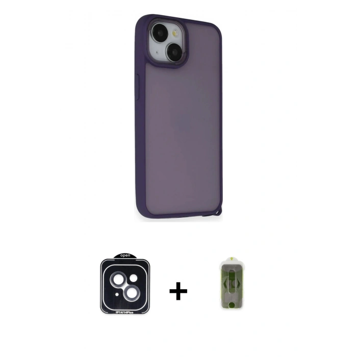 MARSİLYAN™- iPhone 14 Kılıf Atlas Form - Siyah Joko Magic 5D Hayalet Cam + PVD Metal Kamera Lens - SH