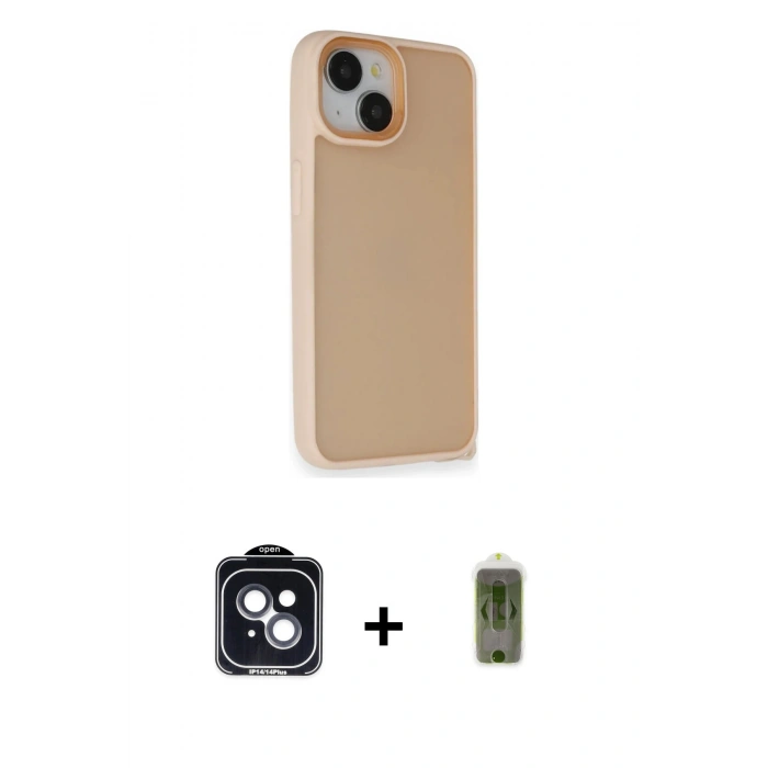 MARSİLYAN™- iPhone 14 Kılıf Atlas Form - Siyah Joko Magic 5D Hayalet Cam + PVD Metal Kamera Lens - SH