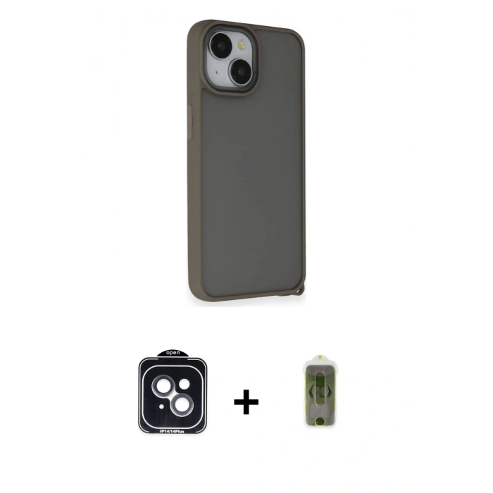MARSİLYAN™- iPhone 14 Kılıf Atlas Form - Siyah Joko Magic 5D Hayalet Cam + PVD Metal Kamera Lens - SH