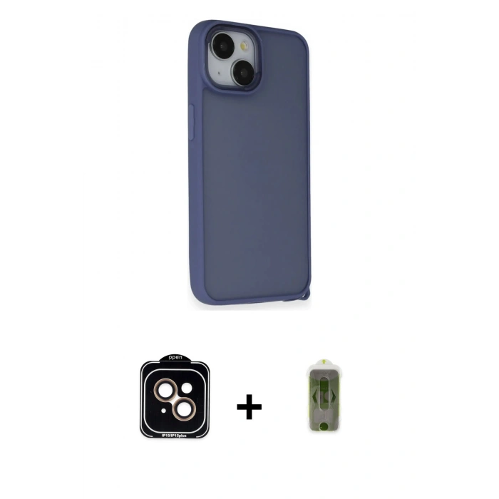 MARSİLYAN™- iPhone 14 Kılıf Atlas Form - Siyah Joko Magic 5D Hayalet Cam + PVD Metal Kamera Lens - TU