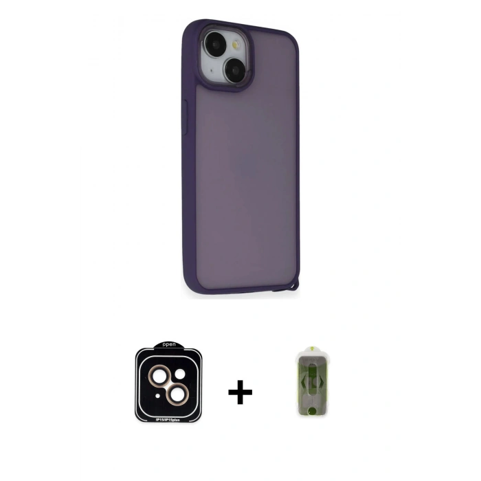 MARSİLYAN™- iPhone 14 Kılıf Atlas Form - Siyah Joko Magic 5D Hayalet Cam + PVD Metal Kamera Lens - TU