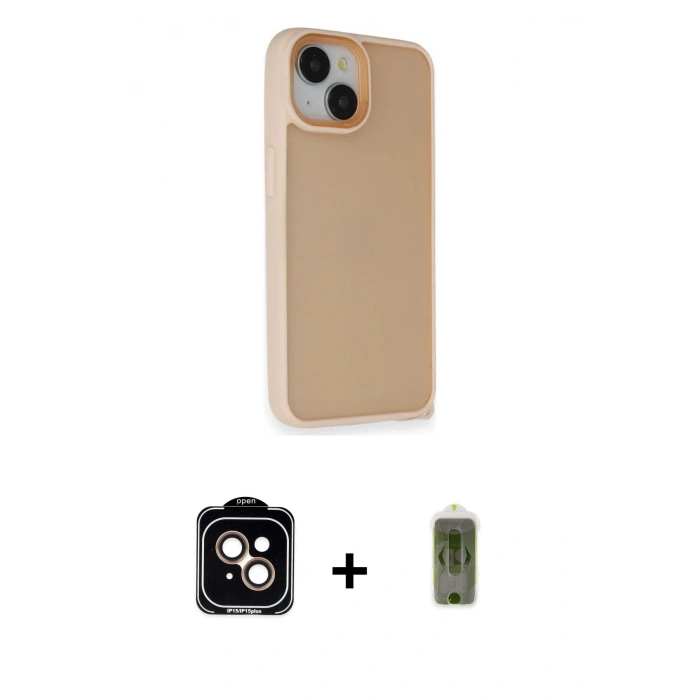 MARSİLYAN™- iPhone 14 Kılıf Atlas Form - Siyah Joko Magic 5D Hayalet Cam + PVD Metal Kamera Lens - TU