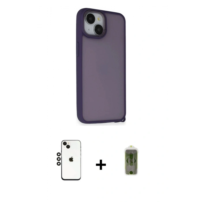 MARSİLYAN™- iPhone 14 Kılıf Atlas Form - Siyah Joko Magic 5D Hayalet Cam + Shine Kamera Lens - SH