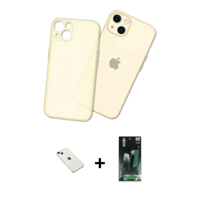 MARSİLYAN™- iPhone 14 Kılıf Atlas Minimal Prime - Şeffaf 360 Full Body Arka Koruyucu + Diamond Kamera Lens - YL
