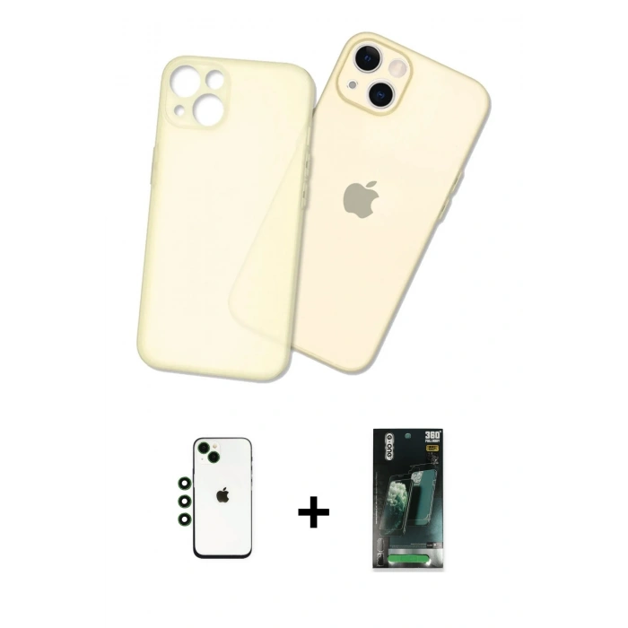 MARSİLYAN™- iPhone 14 Kılıf Atlas Minimal Prime - Şeffaf 360 Full Body Arka Koruyucu + Shine Kamera Lens - YL